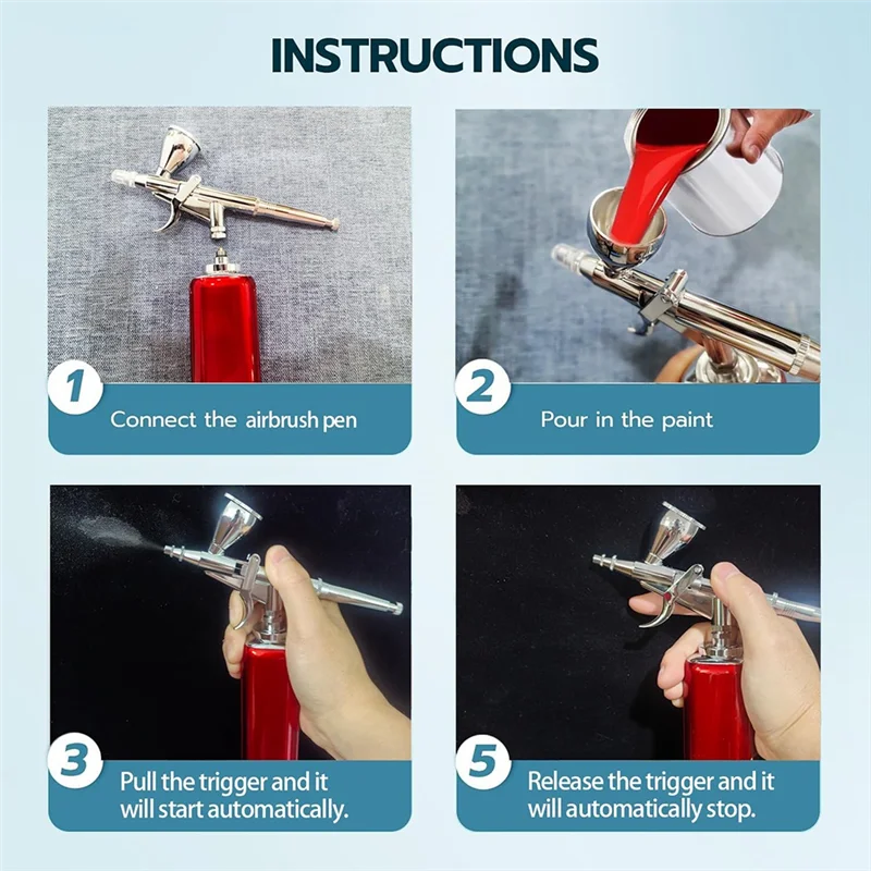 Zestaw aerografu AT29 - Bezprzewodowy zestaw aerografu z kompresorem, narzędzie do malowania miniaturowych modeli z wysoką przepływem powietrza do dekoracji ciast, zielony