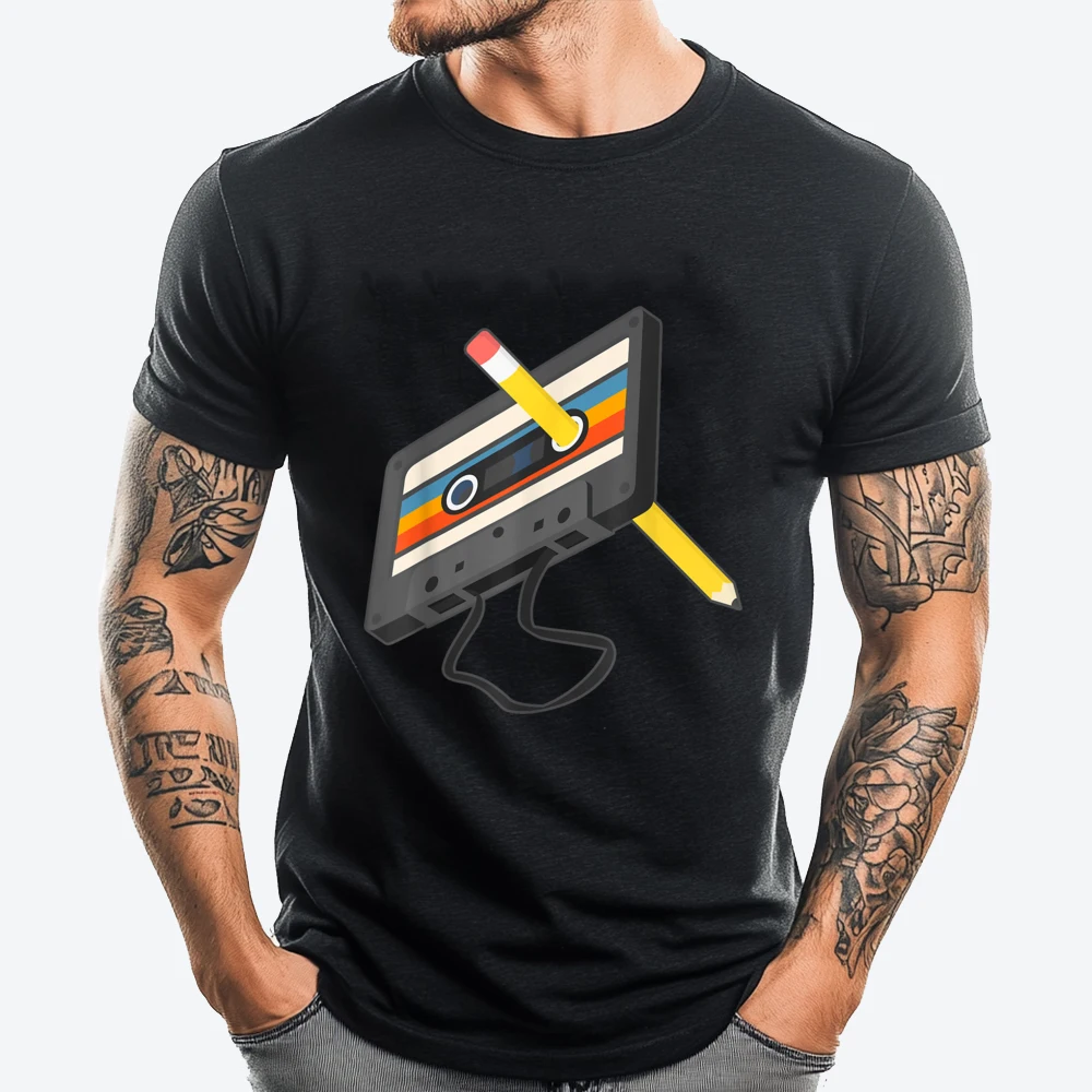

Retro Cassette Tape Pencil 70 80 90 Music Mixtape Teeshirt Mens Gifts Camisetas Hombre Gift