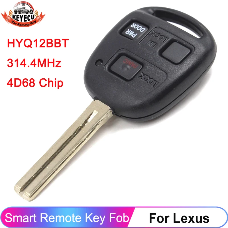 KEYECU klucz zdalny 3 przyciski FCC: HYQ12BBT 4D68 układu dla Lexus RX330 RX350 RX400h RX450h 2006 2007 2008 2009 314.4MHz Fob