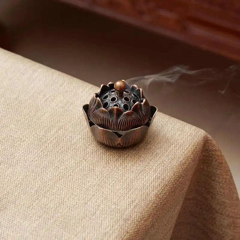 Buddhist Utensils Incense Burner Lotus Incense Censer Archaic Copper Alloy Sandalwood House Furnishings Home Office Decoration