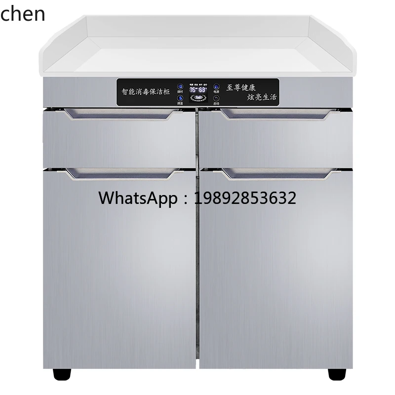 تطهير درجة حرارة عالية، دوران الهواء الساخن، خزانة تنظيف جانب الشاي، خزانة تطهير من الفولاذ المقاوم للصدأ للفنادق