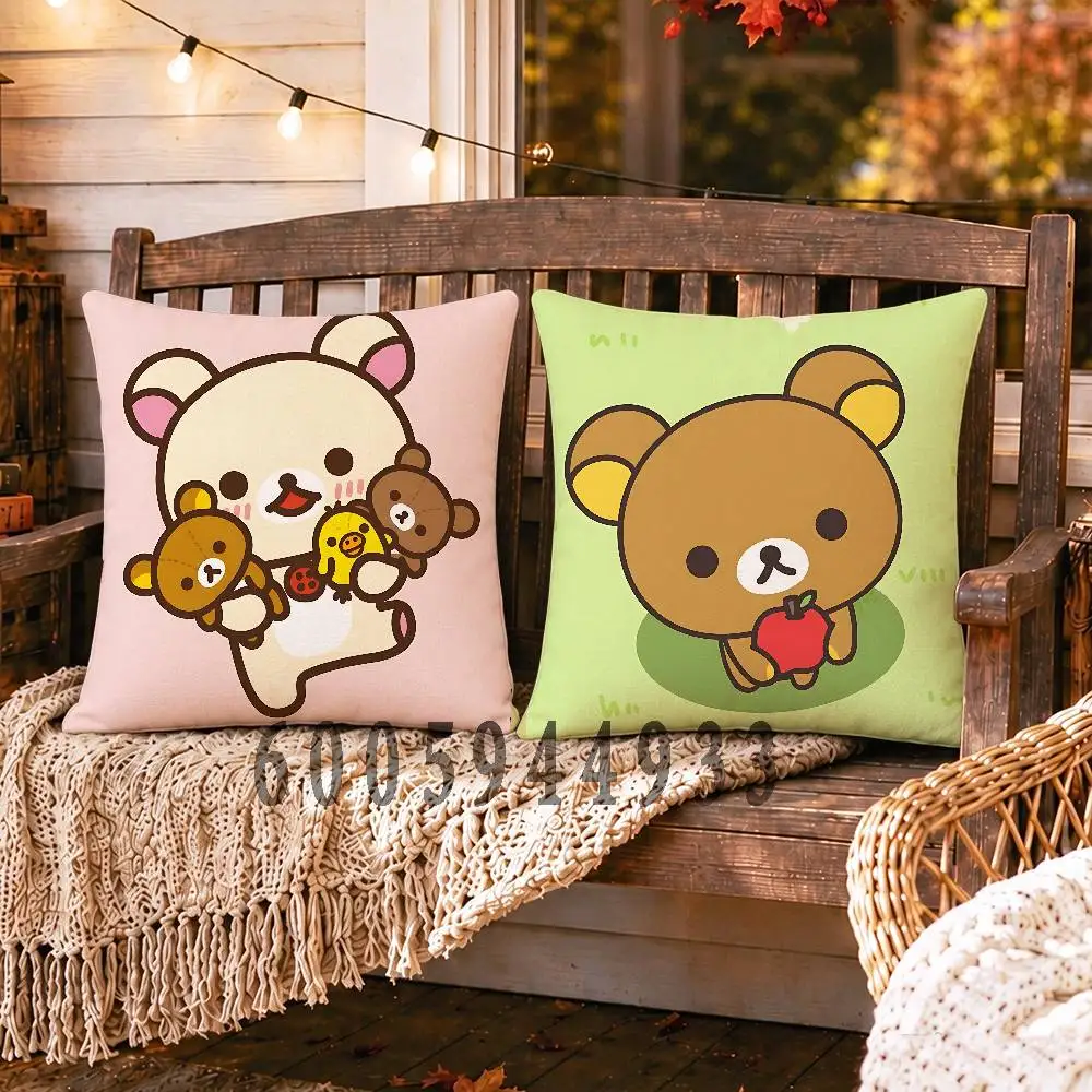 R-Rilakkuma Square Pillow Cover Multiple Sizes For Car Home Bedroom Decoration Holiday Housewarming Gift For Family