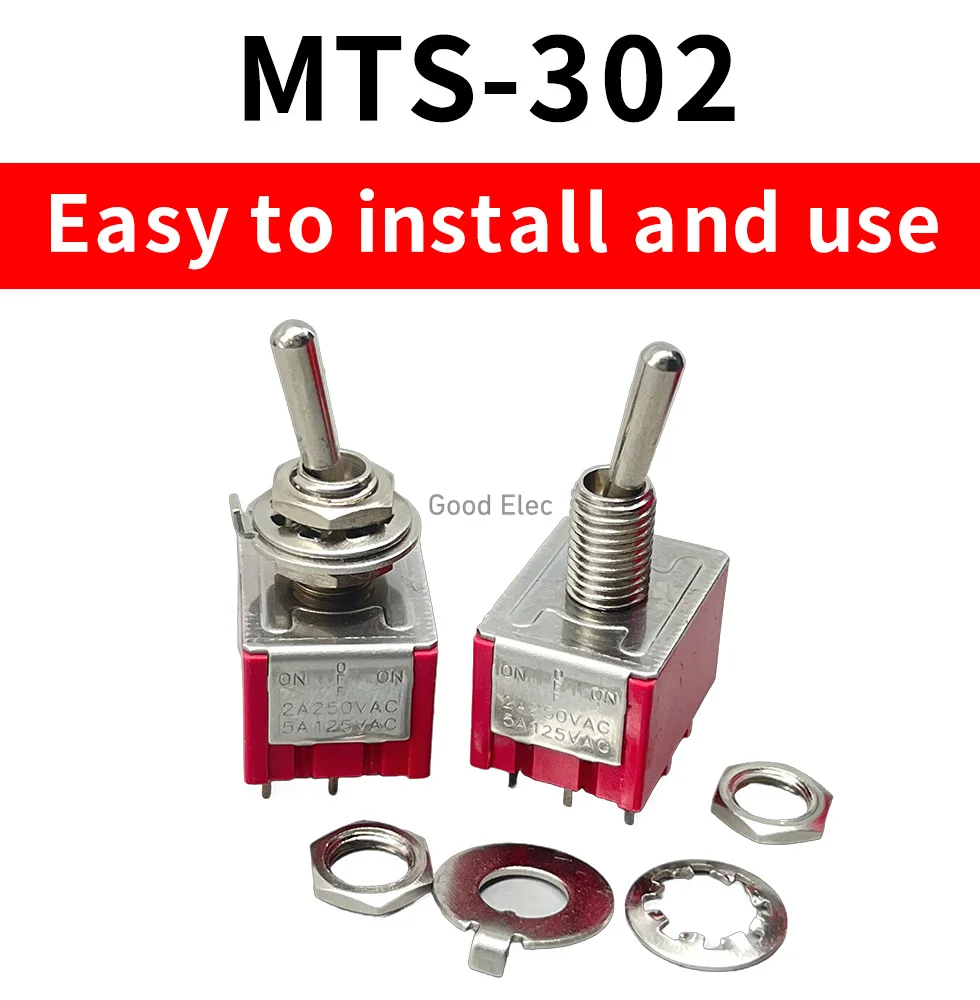 5PCS Mini MTS-302 MTS-303 Red Toggle Switch DPDT Double Pole Double Throw 2 Positions ON-ON/ON-OFF-ON 250V 3A 125V 6A image 5