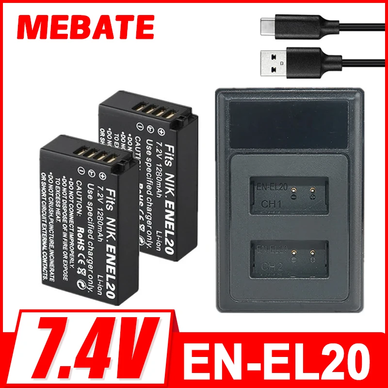 

1280MAH EN-EL20 EN-EL20a Battery for Nikon EN EL20 EL20a Coolpix P950, P1000 j1 J2 J3 S1 V3 A A1 AW1 DL24-500