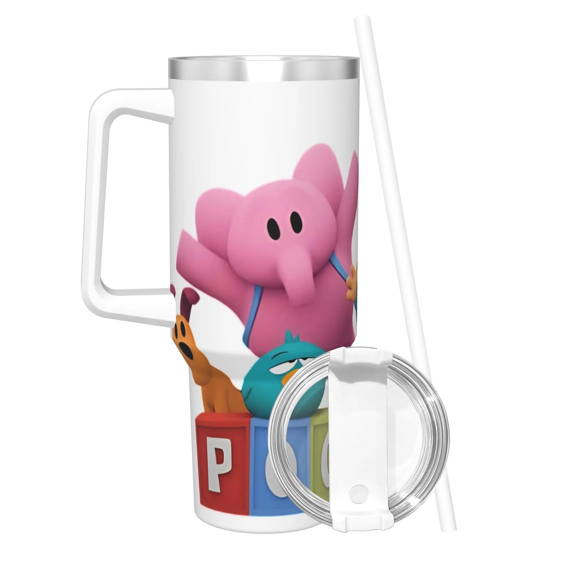 Stainless Steel Tumbler P-pocoyo Characters Cartoon Thermal Mug  Leakproof Hot Drinks Mugs Cup Camping Water Bottle