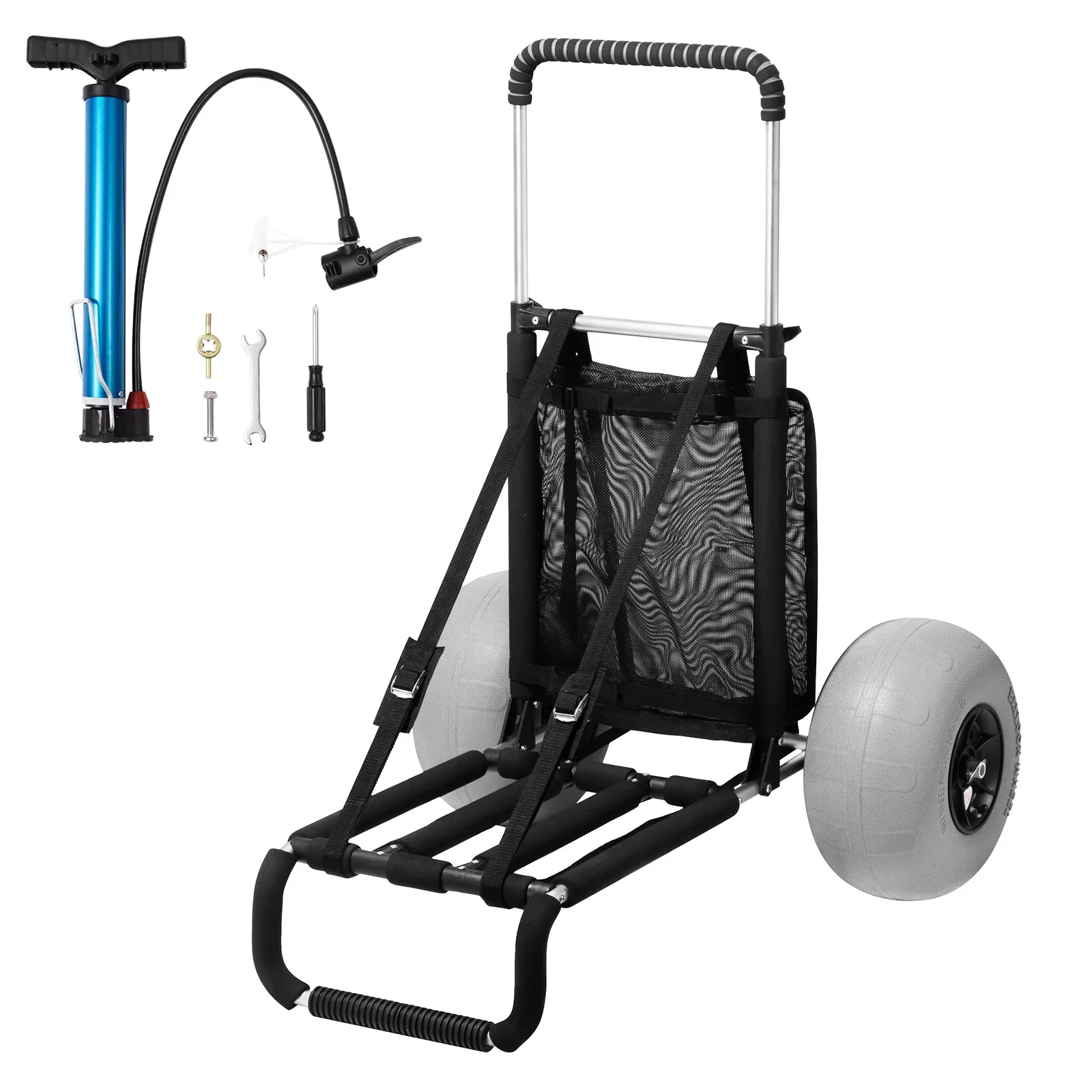 【Hot Item】 Beach Dolly with Big Wheels for Sand 165LBS Loading Capacity Folding Sand Cart with Cargo Deck Balloon Wheels for Bea view 3