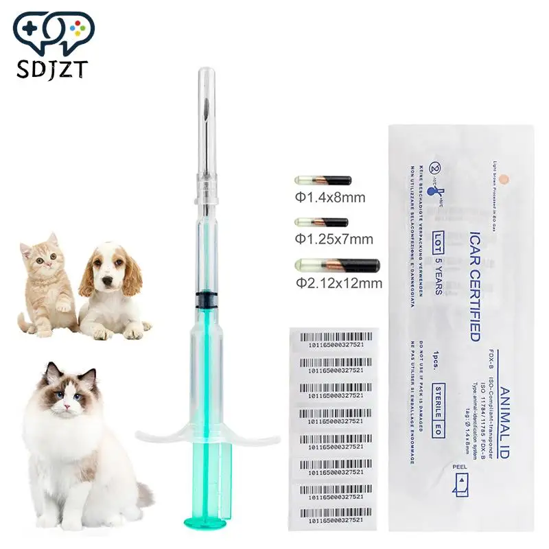 1.25*7mm/1.4*8mm/2.12*12mm Pet Animal Microchip Syringe Horse Dog Microchip Pet Chip Animal Chip Syringe For Dogs Cats Fish