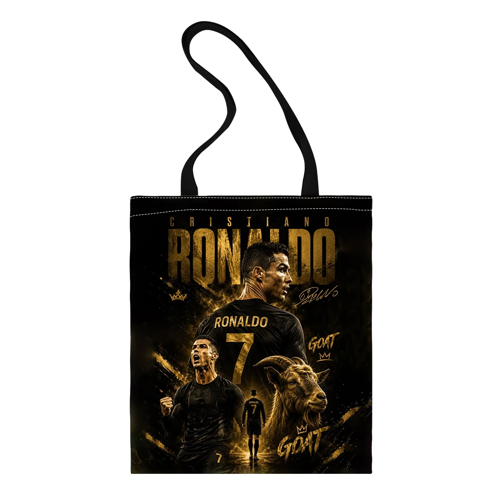 Football Star Pattern Tote Bag, Ronaldo Shopping Bags Storage Bag School Shoulder Bag, Bookbag School Shoulder Bag