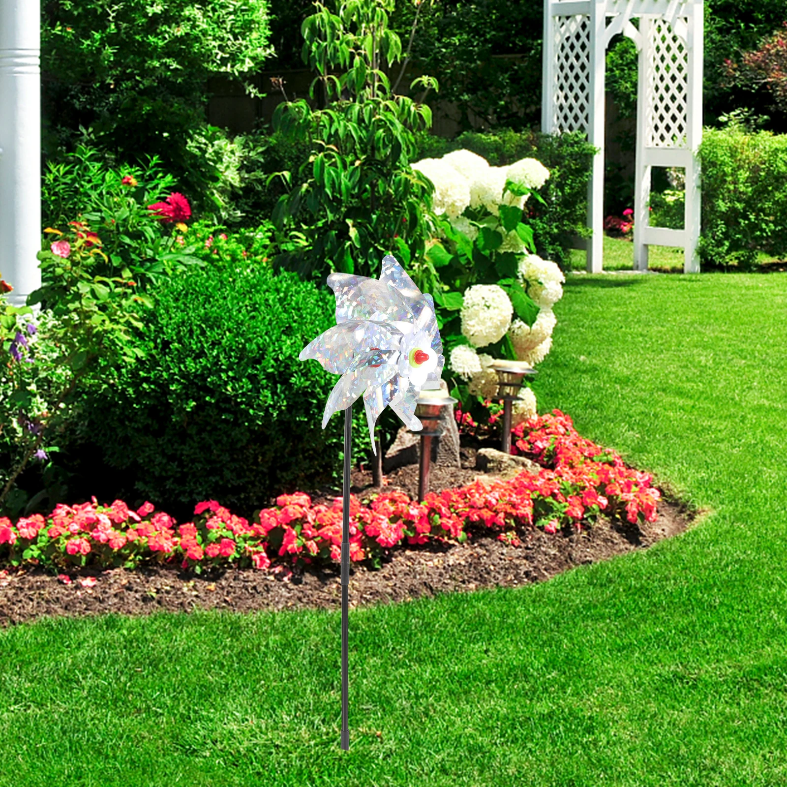 

5Pcs Reflective Windmill Bird Repeller Spiral Deterrent for Garden Yard Patio Driveway Fishpond Orchard Decor