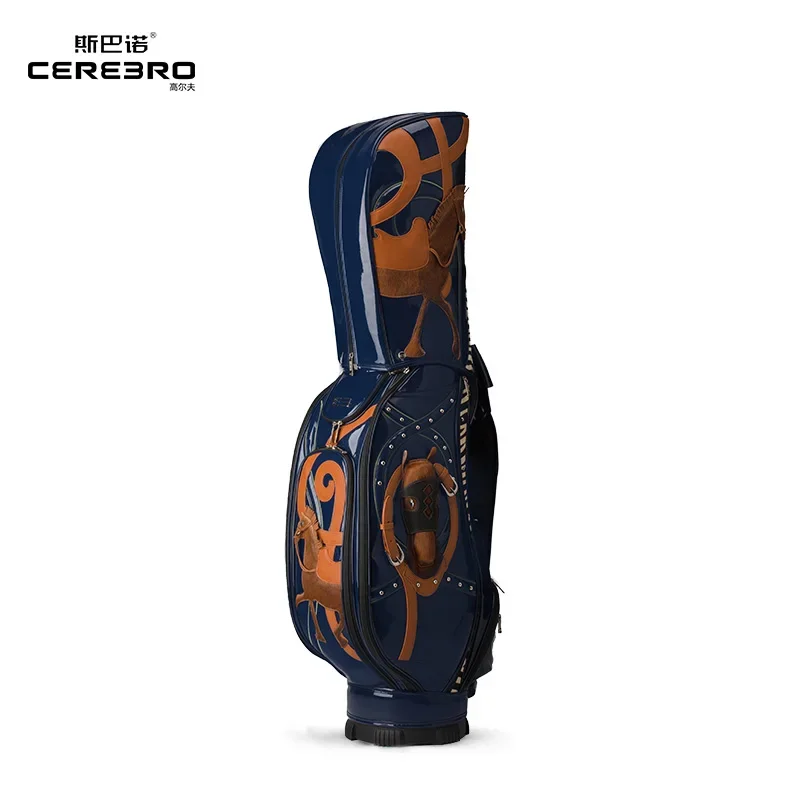 Junyi Golf Bag Men's 3D Stereo Real Horse Hair Golf Club Bag 9 Inch Mirror