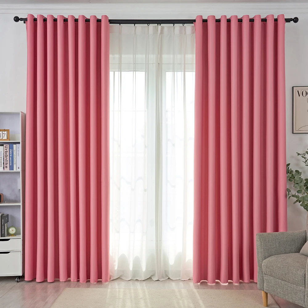 1 Stück rosa 90 % Verdunkelungsvorhänge, wärmeisoliert, einfarbig, Tülle, Fenstervorhänge für Schlafzimmer, Wohnzimmer