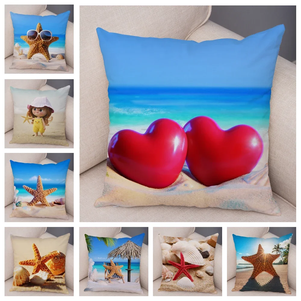 

Home Decoration Beach Star Star Printing Beautiful Landscape Pillow Case Cushion Cushion funda de almohada