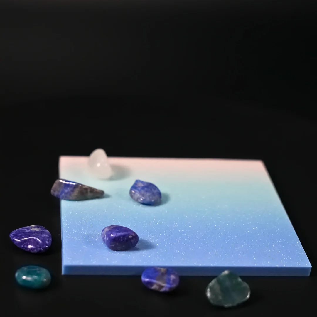 100 Stück rosa + blau verlaufende, glitzernde, halbtransparente Haftnotizen, glitzernd, wasserfest, selbstklebend, rückstandsfrei, durchsichtig – Detail 9