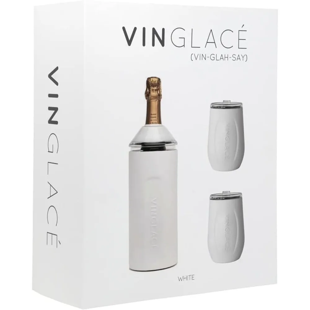 

Wine Bottle Chiller Limited Edition Pickleball Gift Set- Portable Stainless Steel Wine Cooler with 2 Stemless Wine Glasses, Pic