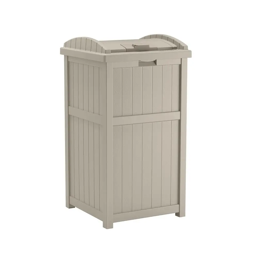 

30 Gallon Decorative Wicker-Style Trash Can with Lid, Weather-Resistant Resin, Ideal for Patio & Yard, Made in USA