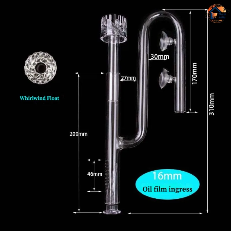 Aquarium Tank Water Outflow Lily Pipe Filter Accessories Glass Pipe Poppy Peony Spin Surface Skimmer Inflow Outflow 12mm 16mm