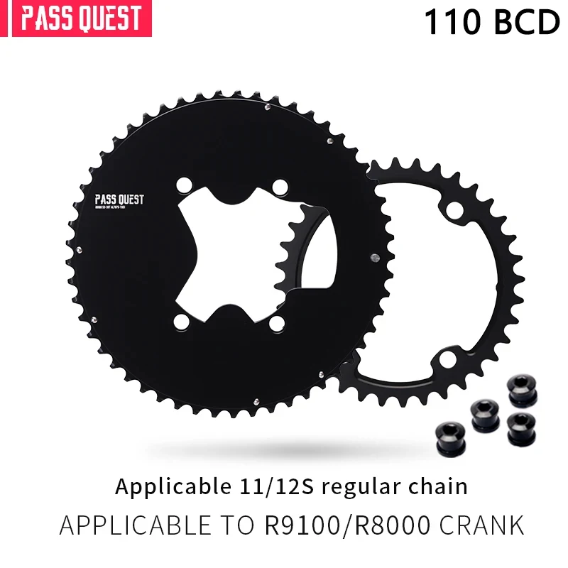

PASS QUEST Bicycle Chain Wheel R9100/R8000/R7000 110BCD 2X Closed Round Chainring - 11/12-Speed Road & Gravel Bike accessories