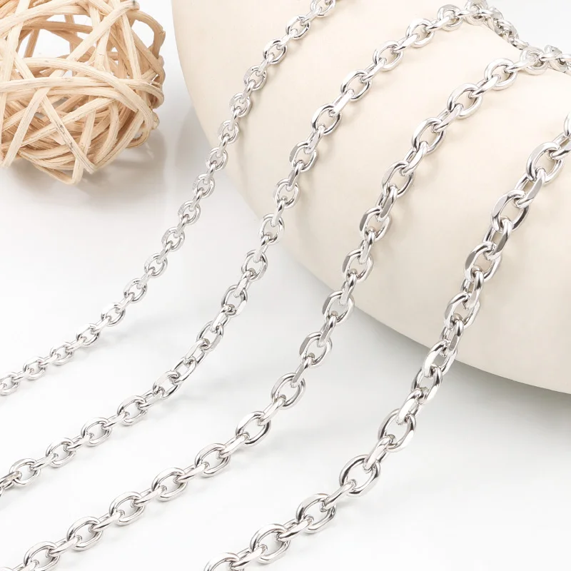 

High Quality 1Meter Stainless Steel Cross Flat Side Chains for DIY Jewelry Materials Bracelet Accessories Necklace Findings
