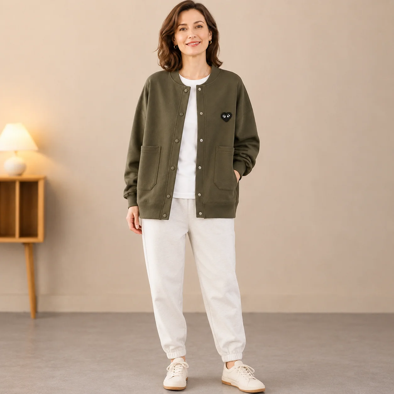 Women Lightweight Cardigan Jacket Loose Fit Snap Button Pockets Plus Size Casual Spring Autumn Sweatshirt Coat