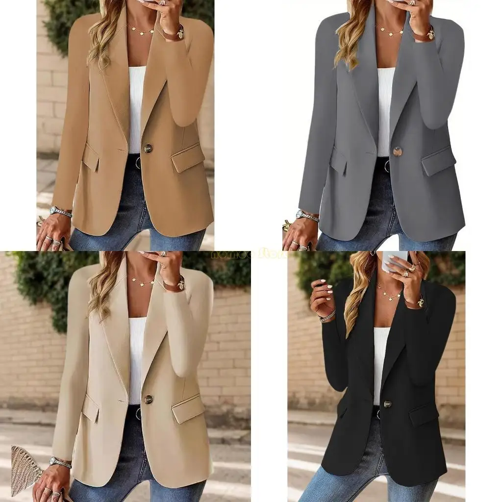 

31BF модные блейзеры с длинными рукавами для офиса и повседневной одежды, осенняя женская верхняя одежда из полиэстера, удобная