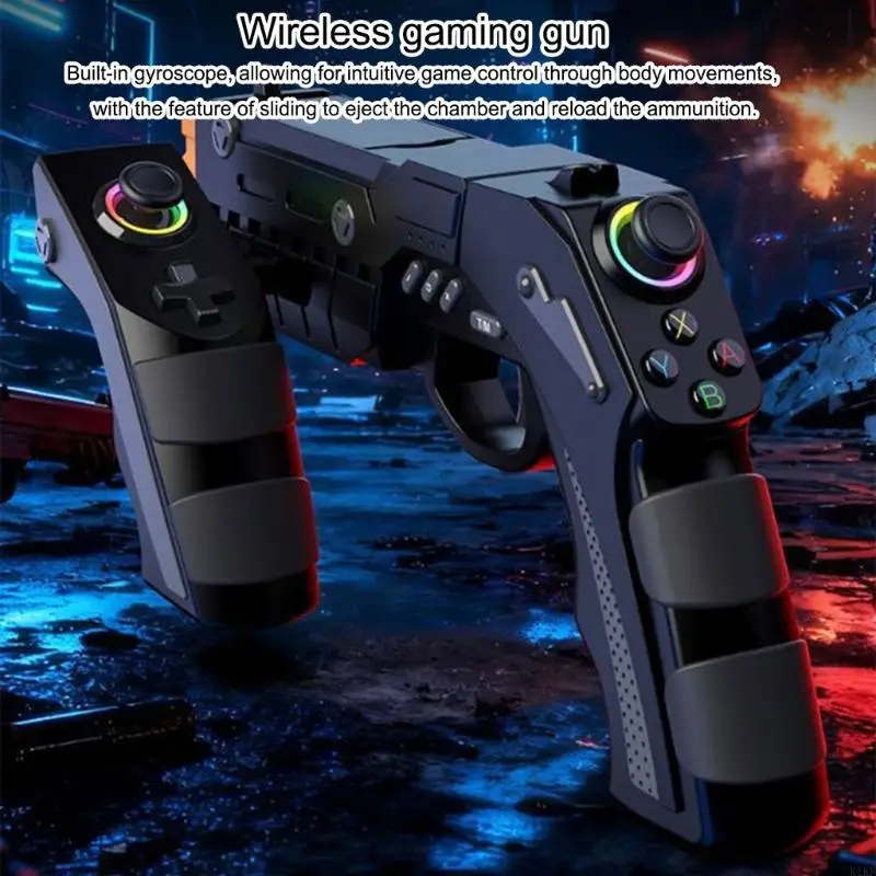 Controlador juego inalámbrico compatible con pistolas con sensores giroscópicos integrados para puntería Clip