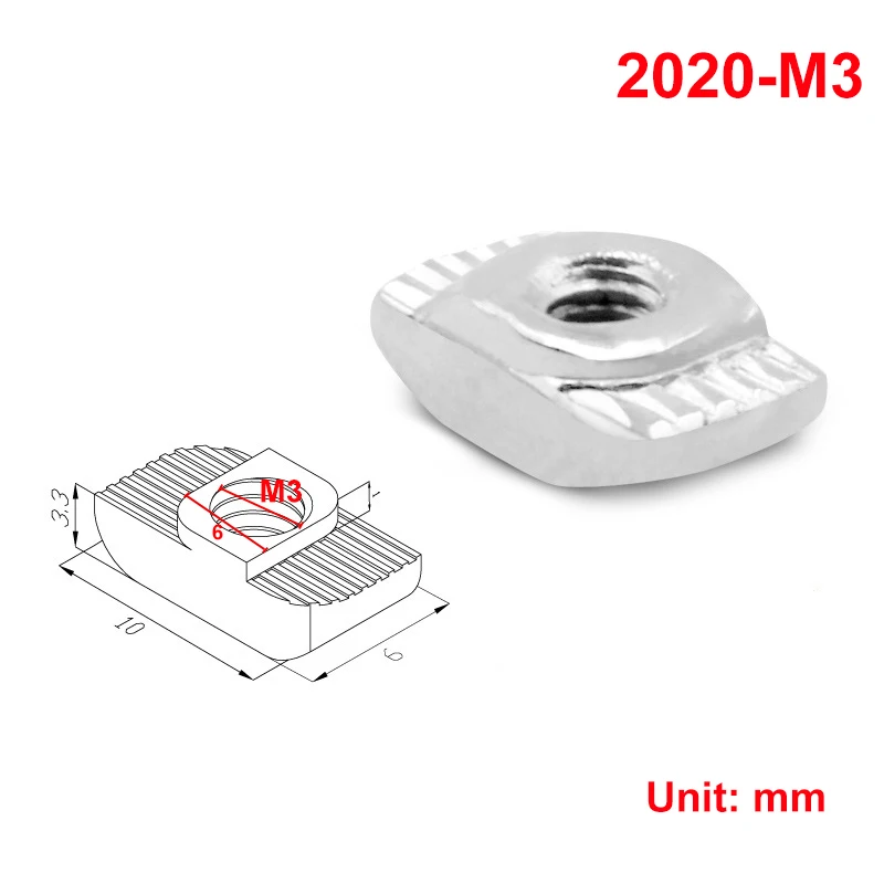 Gleitende T-Nutensteine, M6/M8 halbrunde T-Mutter für Aluminium-Strangpressprofil der Serie 2020, 3030, 4040, vernickelt aus Kohlenstoffstahl