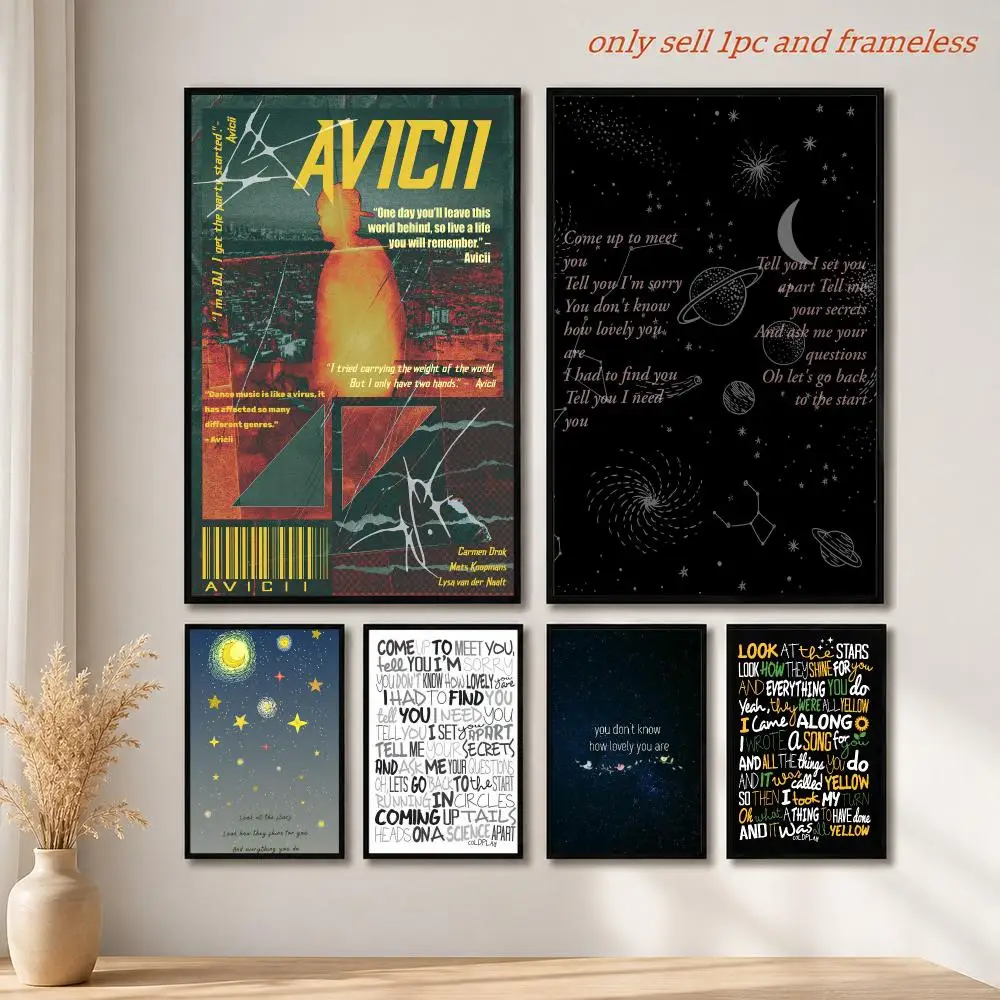 Poster Music is the force of life Poster Mural HD Wall Decals for Bedroom Living Room Home Self-Adhesive Decor Gift