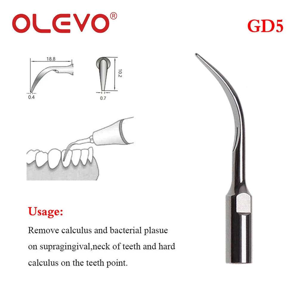 Olevo 5 Stks/pak Ultrasone Tandheelkundige Scaler Tips Schalen Perio Gd Tip Geschikt Voor Satelec Dte Handpiece Endodontics Parodontics Tools