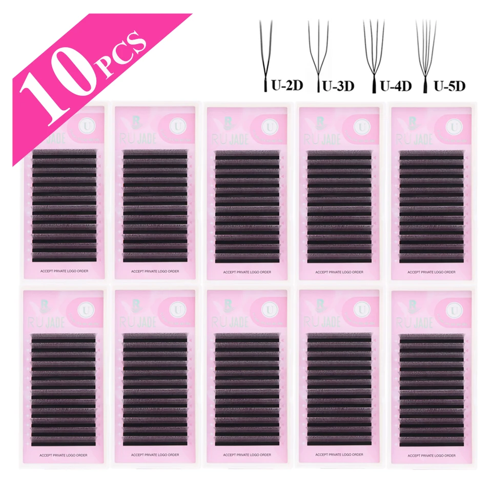 

NEW 10PCS U-Shaped 3D 5D Eyelash Extension Faux Mink Premade Fan Lashes 3D Fairy Spike Volume Hand Woven U Shape W Style Eyelash