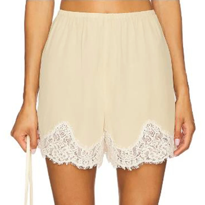 Luxe dames kanten patchwork effen kleur shorts hot losse casual korte ropa paja mujer y2k kleding