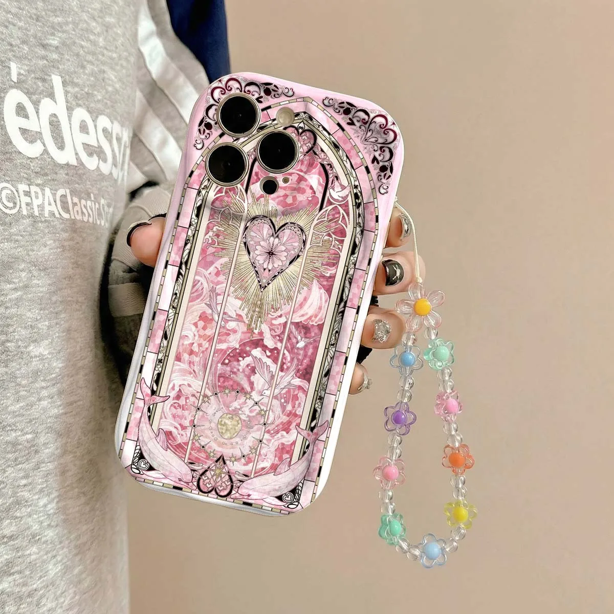Gothic Pink Rose Wrist Strap Phone Case For Samsung Galaxy S26 S25 Plus S24 Ultra A57 A56 A15 A27 A55 A37 A06 A07 Lanyard Cover