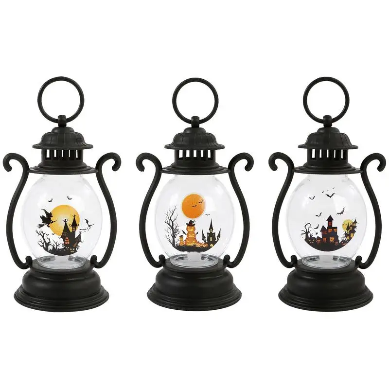 Lámpara de aceite de Halloween Retro, linternas LED, decoración de Ambiente de Halloween, linterna colgante decorativa Retro
