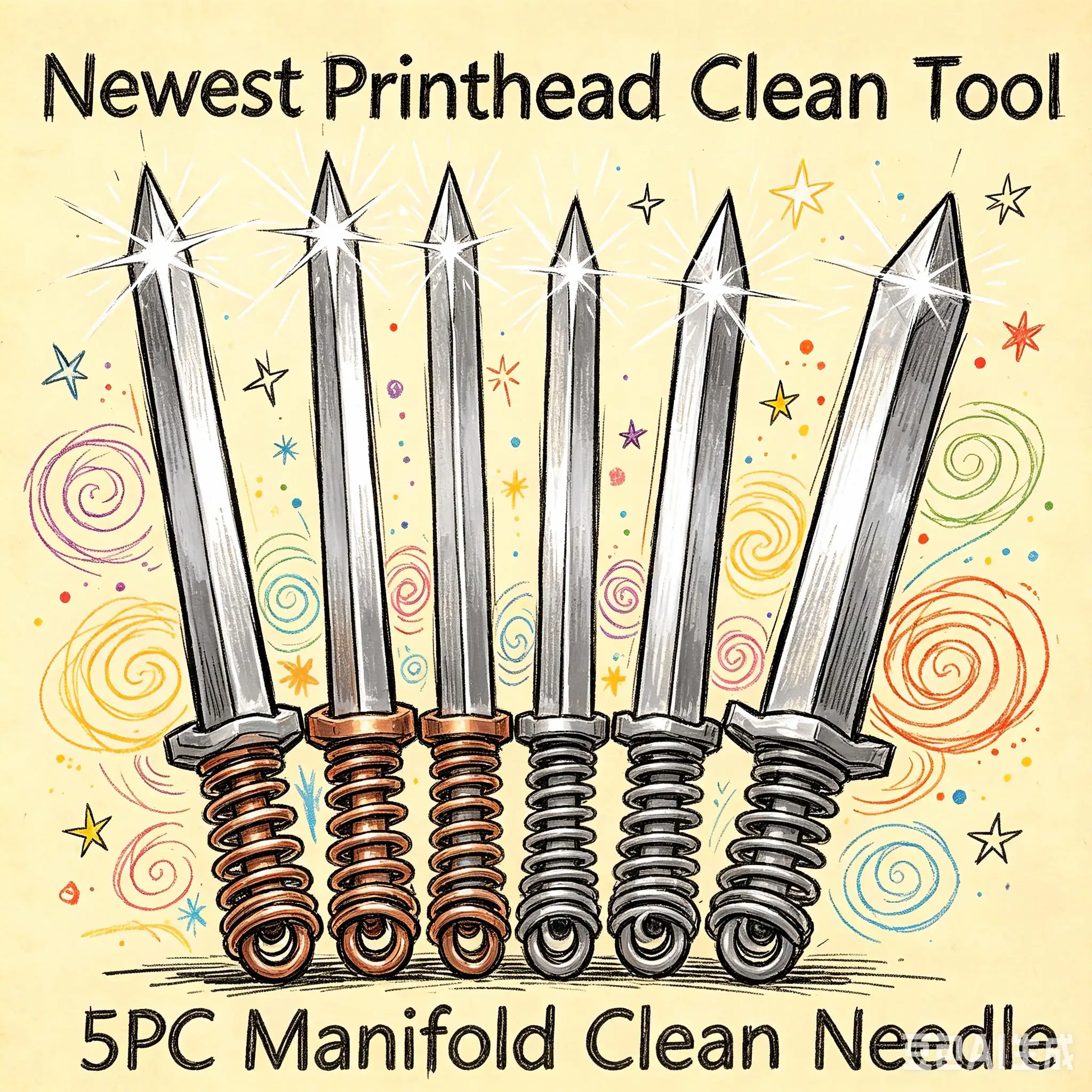 Printhead Manifold Unclog Needle Clean Tool For Epson XP600 DX5 DX7 i3200 4720 L1800 L805 DTF UV Sublimation Ink,0.15‑0.4mm 5Pcs