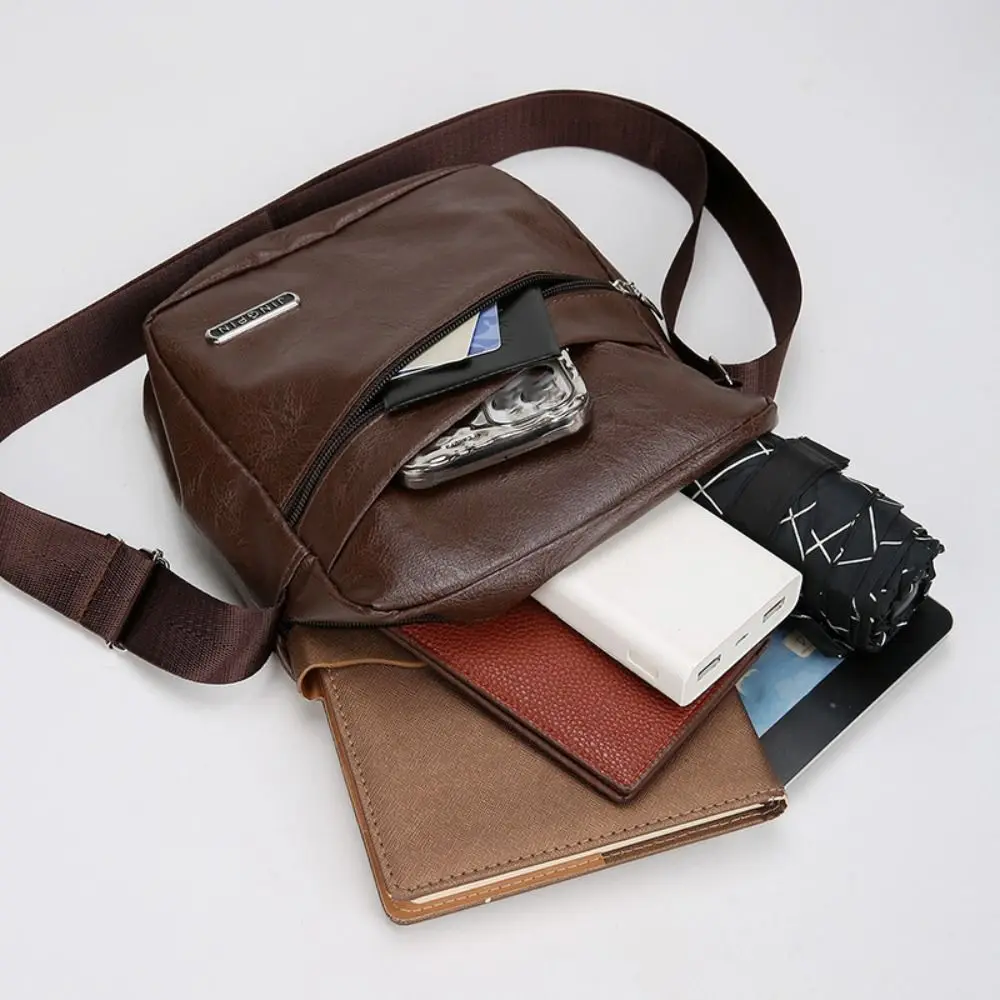 

Durable PU Men's Business Shoulder Bag Waterproof Multifunctional Male Handbag Messenger Bag