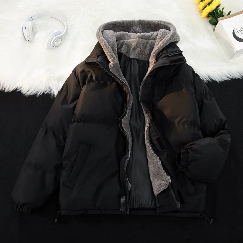

Winter New Fashion Men's Loose Color-coded Casual Trendy Simple Basic Daily Spliced Hooded Quilted Coats Male Parkas Clothes Top