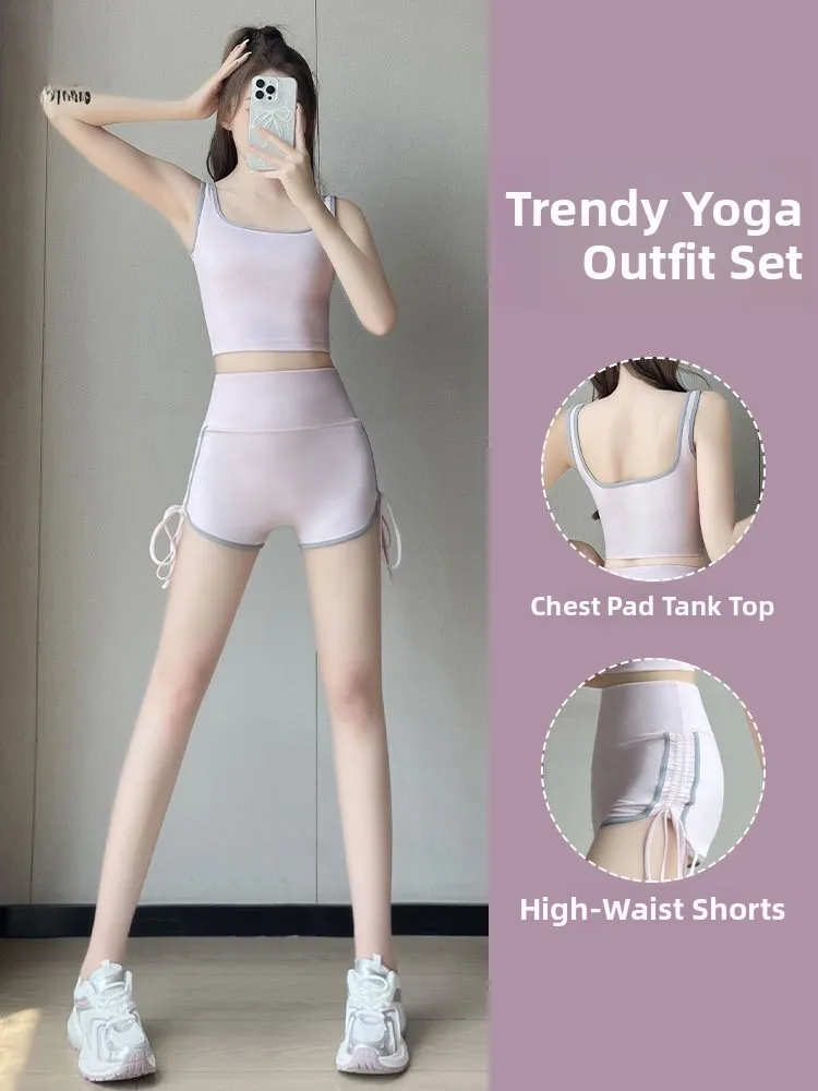 

Женская спортивная одежда для йоги, комплект брюк с высокой талией, велосипедные брюки для бега, футболка длиной до четверти, одежда для фитнеса, летняя жара