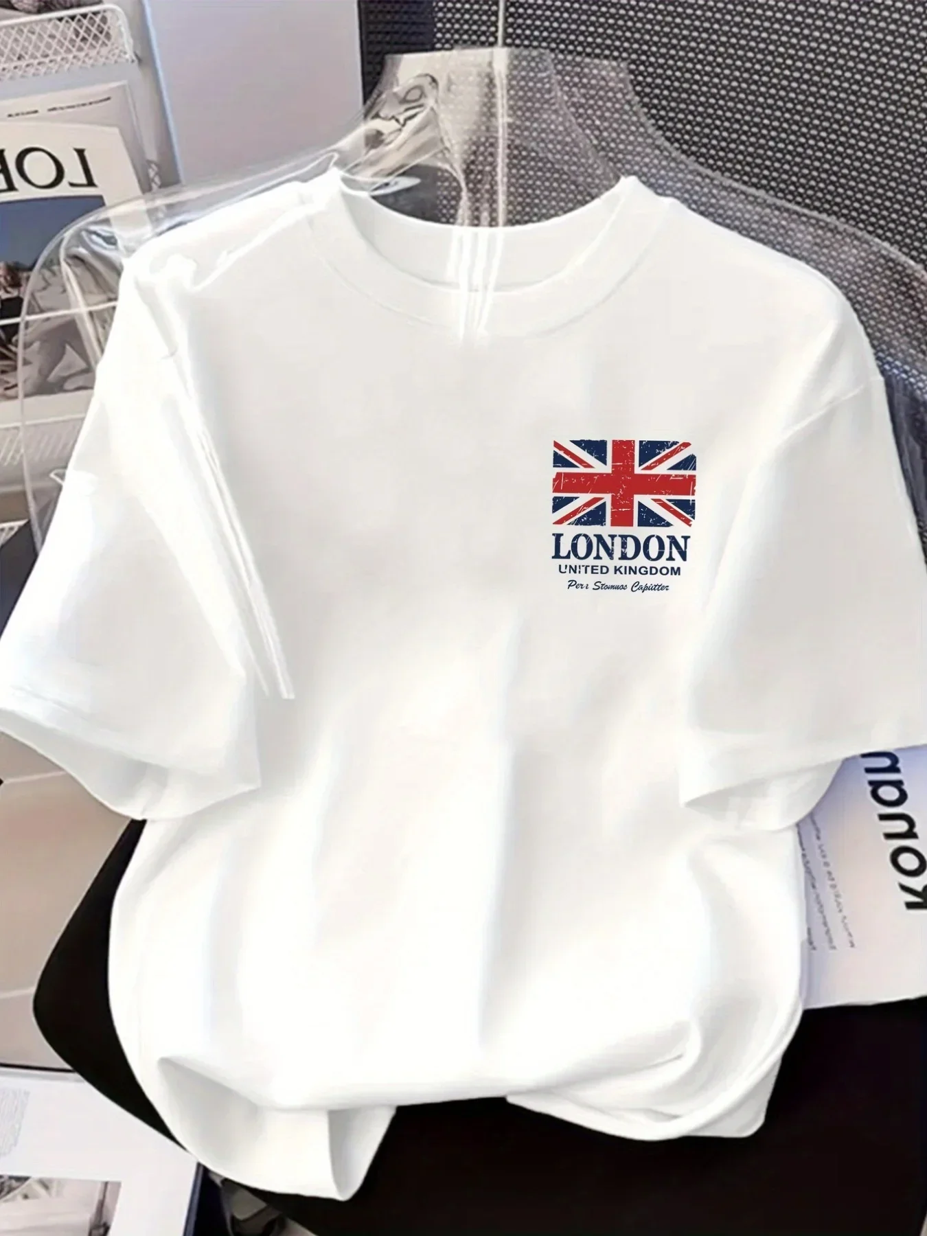 Danqi Yoyo 2026 Men's London Union Jack Print 100% Cotton T-Shirt Summer Casual Short-Sleeve T-Shirt Daily Wear