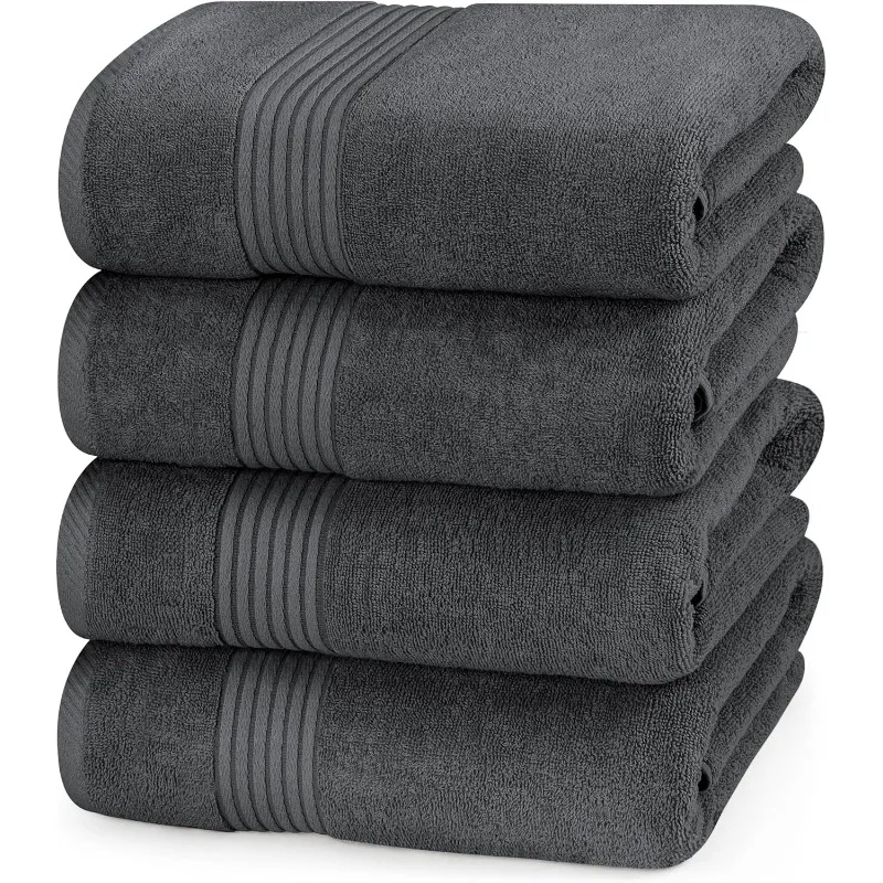 

Towels 4 Pack Bath Towels Set, (27 x 54 Inches) 100% Ring Spun Cotton, Quick Dry, Highly Absorbent, Soft Feel Towels, Per