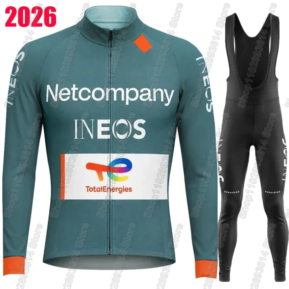 Netcompany-INEOS Team 2026 Cycling Jersey Set Summer Winter Clothing Suit Mens Long Sleeve MTB Bike Road Pants Bib Ropa Ciclismo