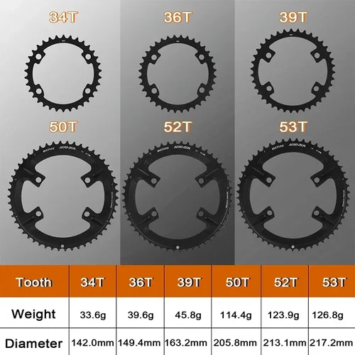 Imagen 2 del producto Plato de bicicleta de carretera BUCKLOS, plato 110 BCD, 4 orificios, 5 orificios, 34/36/39/50/52/53T, rueda dentada, corona de bicicleta de carretera de doble velocidad