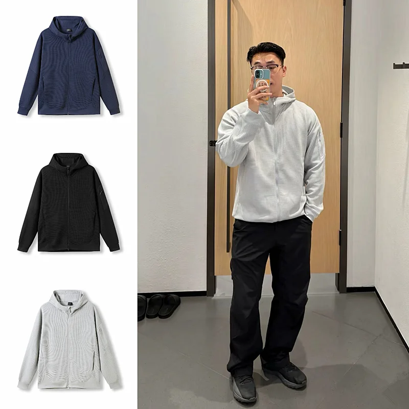 Lightweight Hoodie Men's Outdoor Fitness Training Jacket Warmth Polyester Long Sleeve Zipper Closure  Color Casual Style