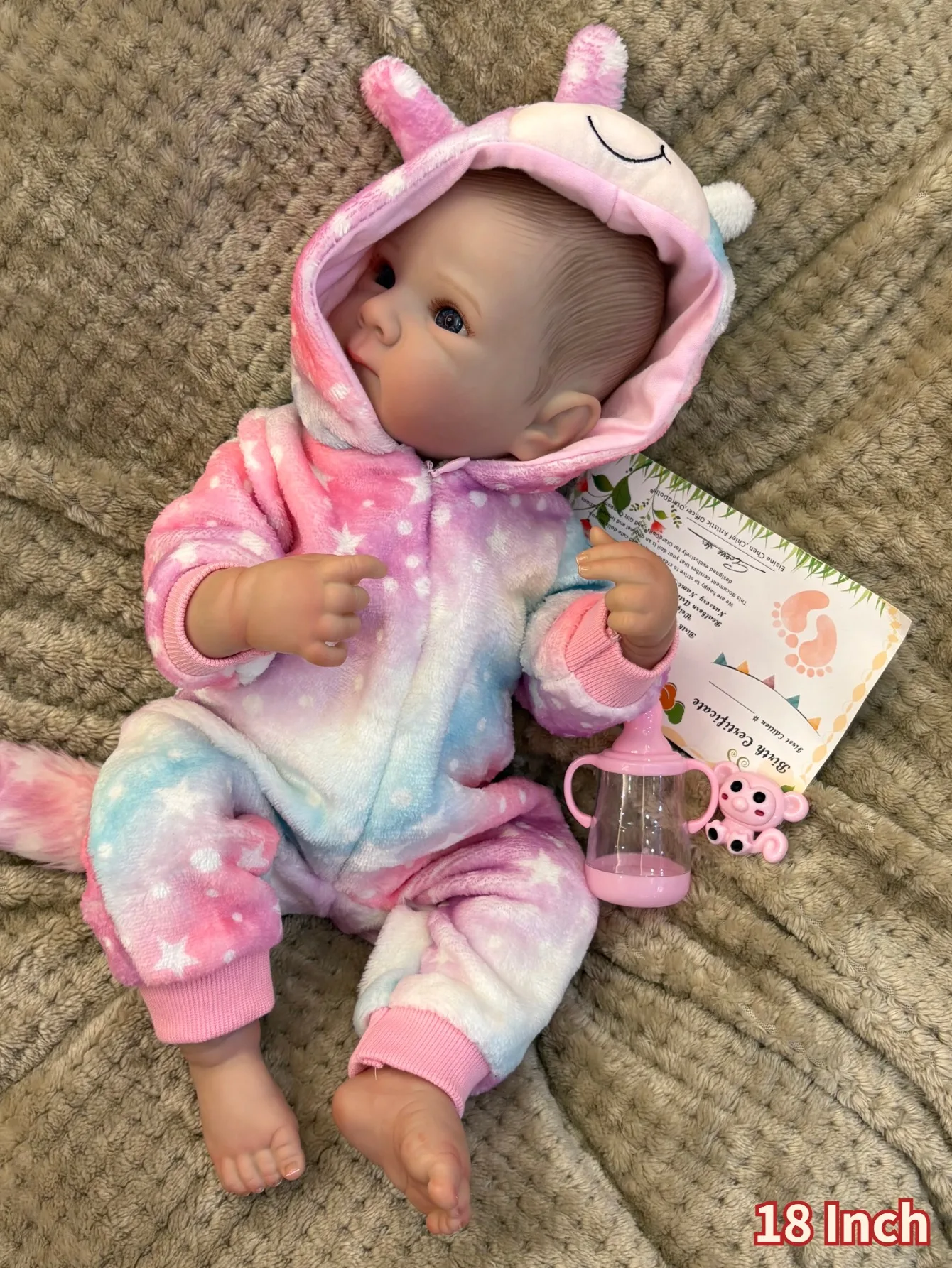 18인치 베티 실물 같은 리본 여자 아기 인형 수제 실물 같은 3D 페인트 피부 귀여운 신생아 아기 인형 페인트 머리카락