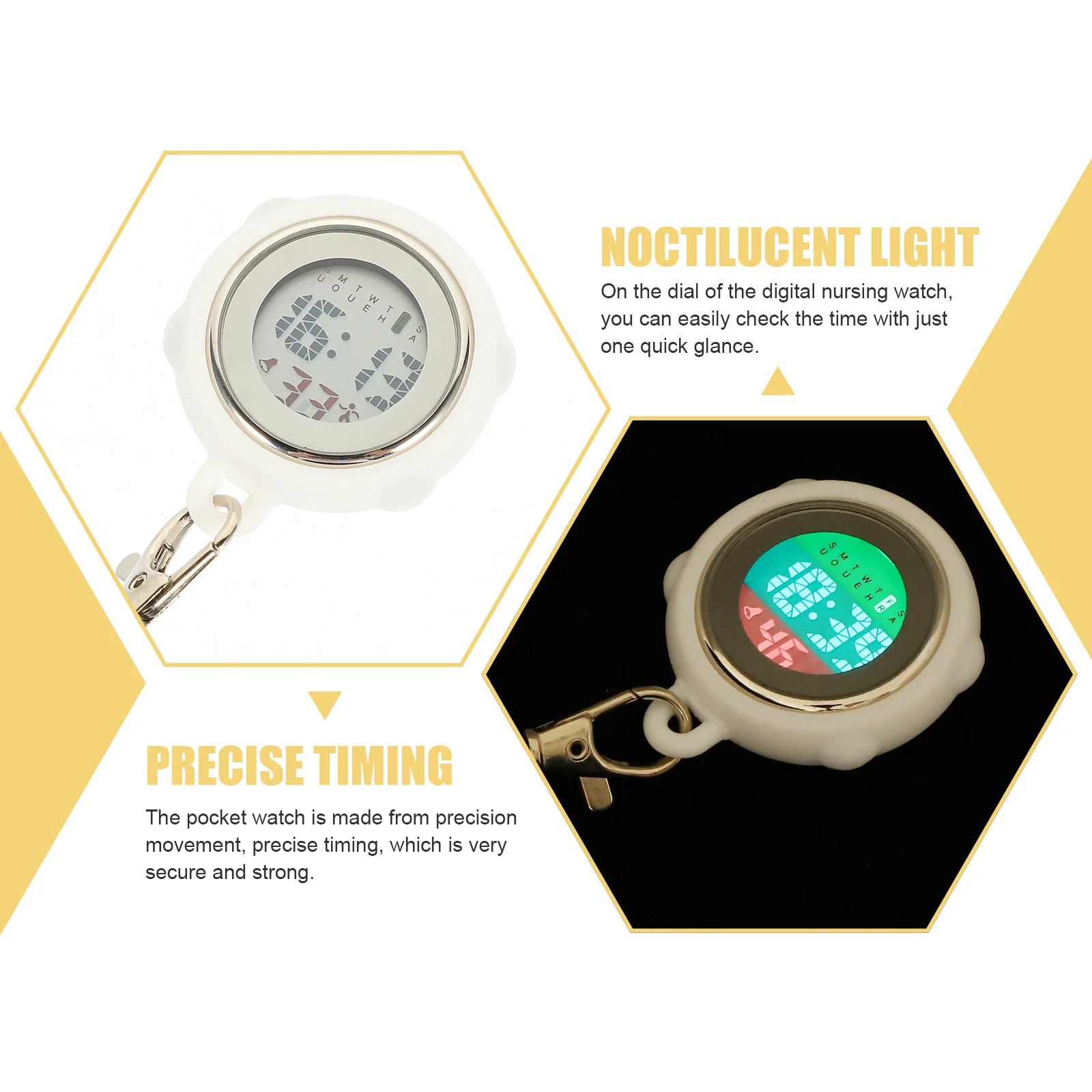 

Electronic Digital Stopwatch Pocket Lightweight Precise Timing Nurse Watch Keychain Glass Buckle Chest Watch for Hospital Use