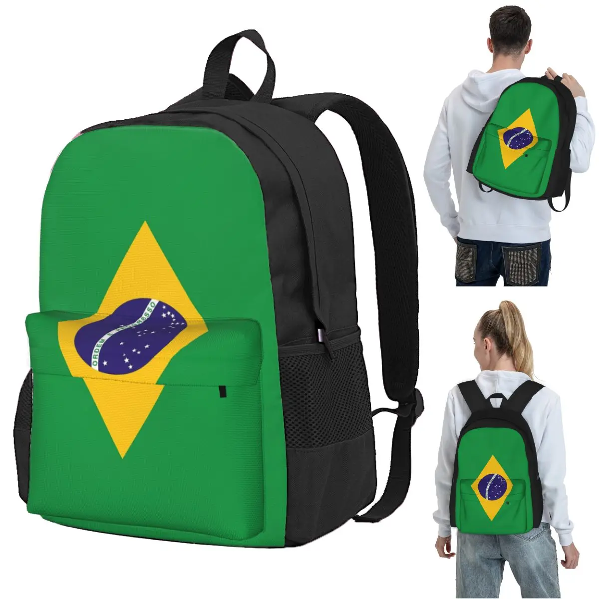 Brazil National Flag Backpack Student BookBag Children School Bag Computer Shoulder Bags for Boys Girls