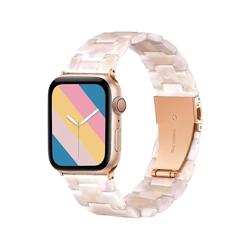 Resin Strap for Apple Watch  38mm 40mm 4mm   42mm 44mm 45 mmBracelet with Stainless Steel Buckle for iWatch Series 7