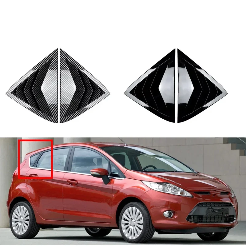 Car Rear Louver Window Side Shutter Cover Fit For Ford Fiesta MK7 7.5 2008-2017  Trim Sticker Vent Scoop ABS Carbon Fiber ABS
