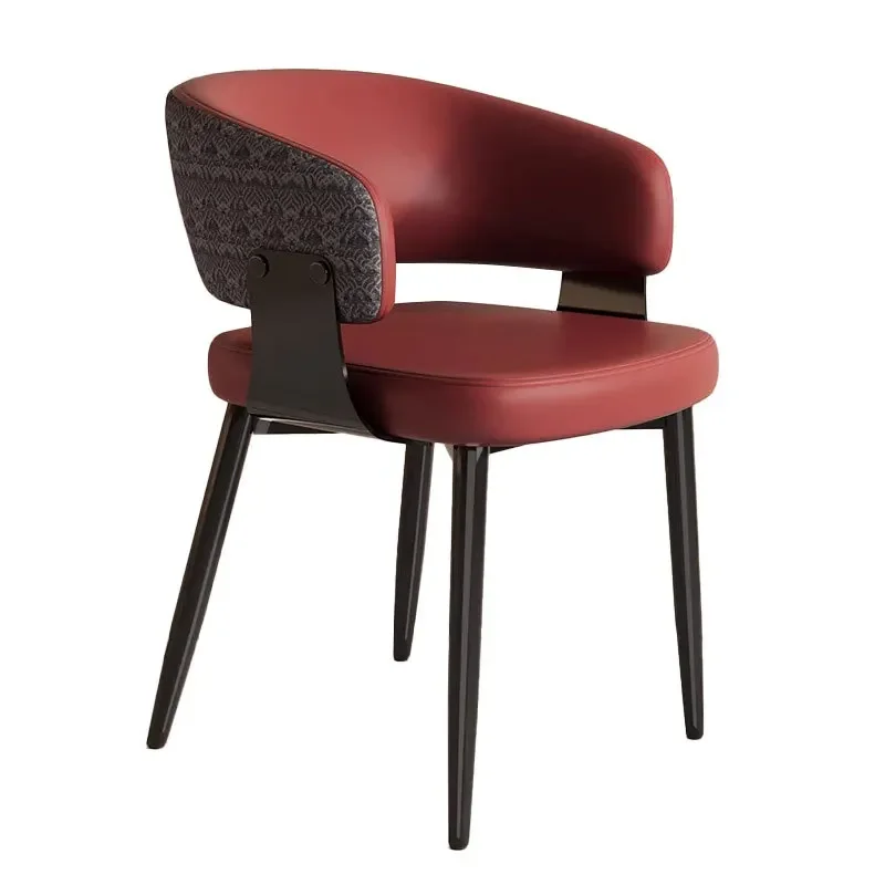 

Italian simple back chair household with armrests soft dining chair