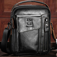 Genuine Leather Men's Shoulder Bag Vintage Cross Bags Large Capacity Male Messenger Tote Bag Travel Bolso Hombres Bullcaptain