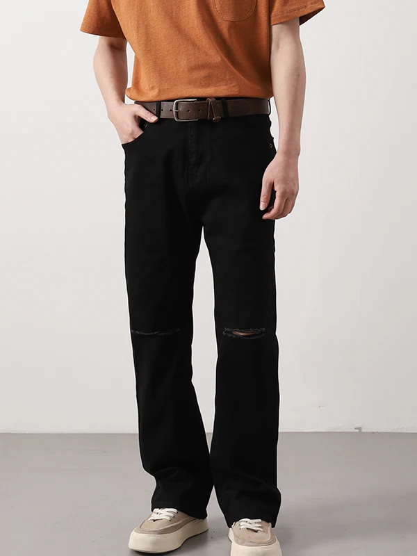 

Американские повседневные свободные прямые джинсы, мужские джинсы CleanFit, уличные молодежные длинные брюки Haome, дышащая ткань из смеси хлопка