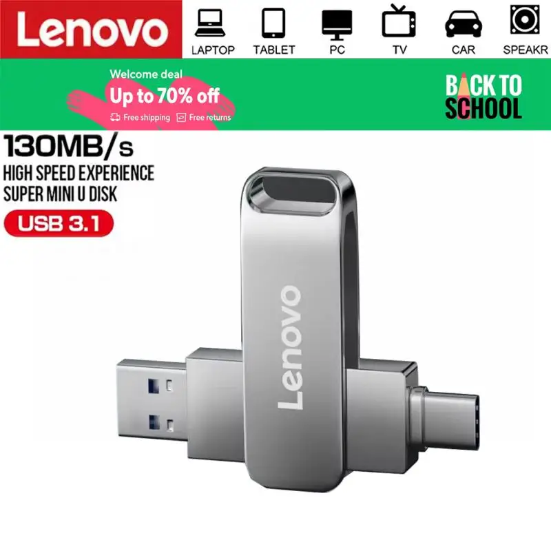 Lenovo-Unidade Flash de Metal U, Capacidade Ultra Grande, Impermeável, Estilo Mecânico, USB 3.0, Transferência de Arquivos de Alta Velocidade, 8TB, 4TB, 16TB